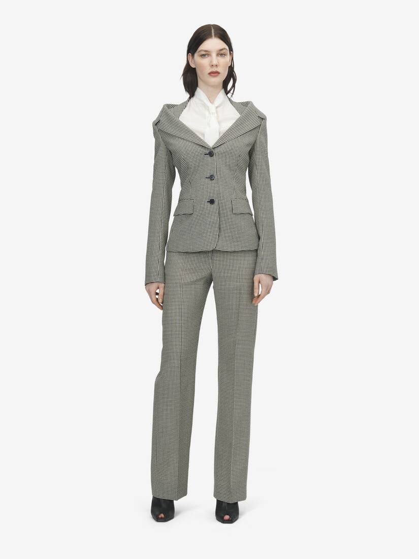 Alexander McQueen 维希格纹露肩背带夹克