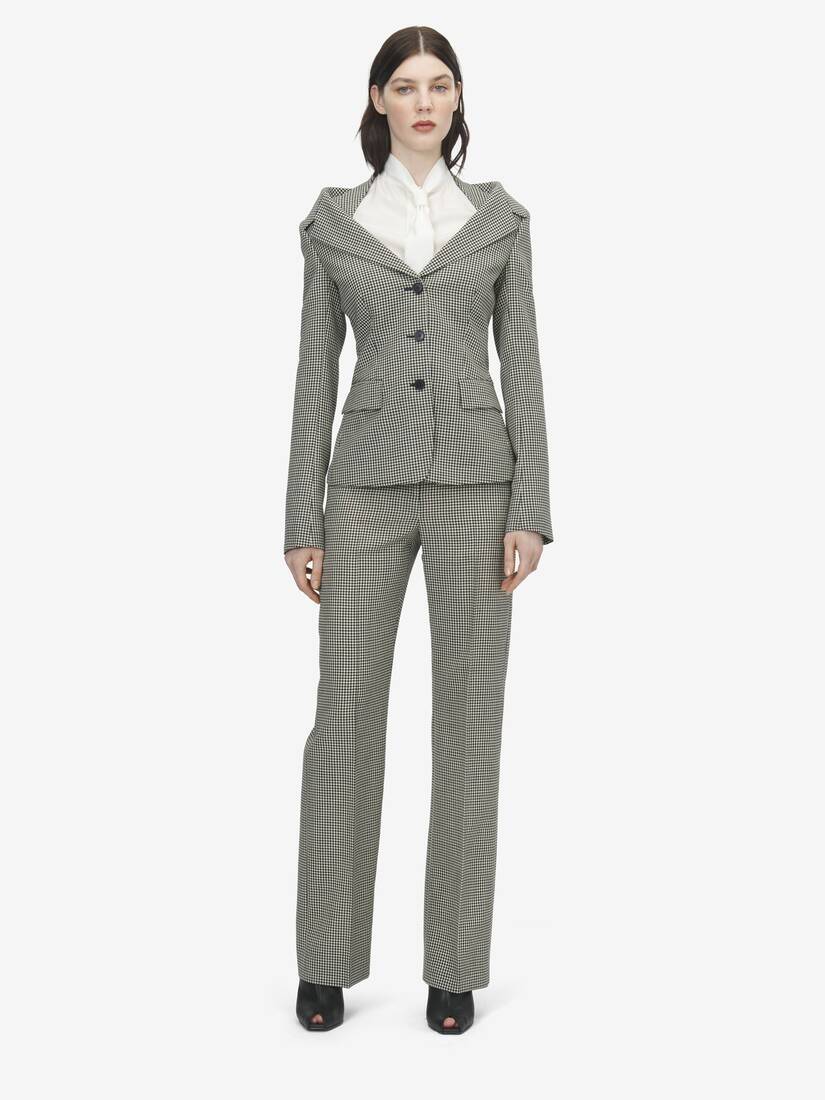 Alexander McQueen 维希格纹露肩背带夹克