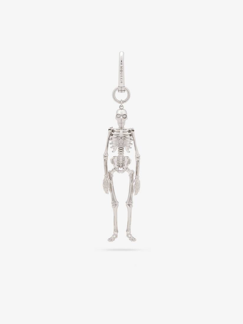 McQueen男士银色饰面Dancing Skeleton吊饰