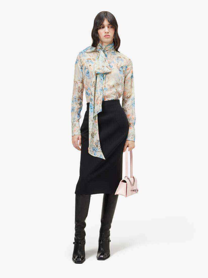 Alexander McQueen 壁纸花卉系带领衬衫