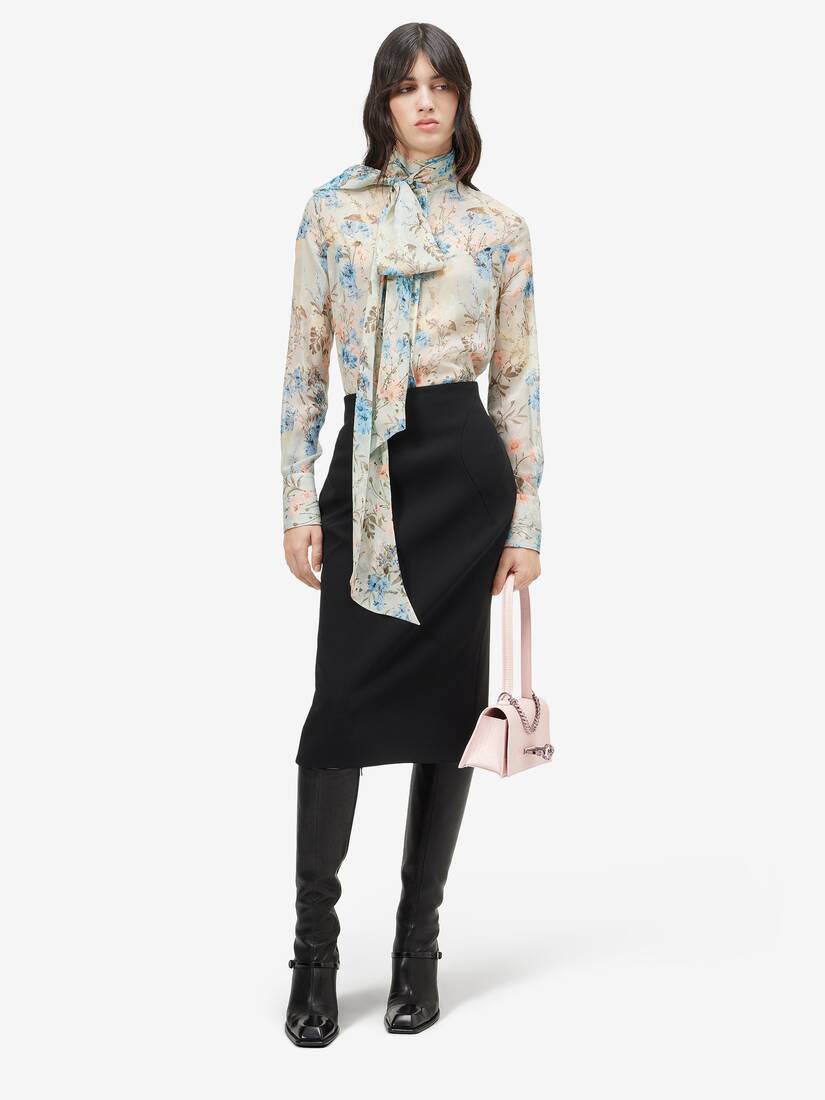 Alexander McQueen 壁纸花卉系带领衬衫