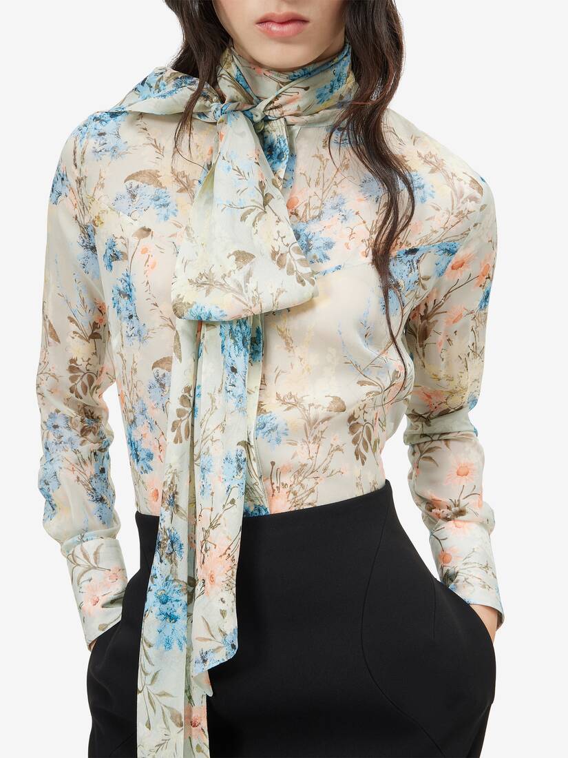 Alexander McQueen 壁纸花卉系带领衬衫