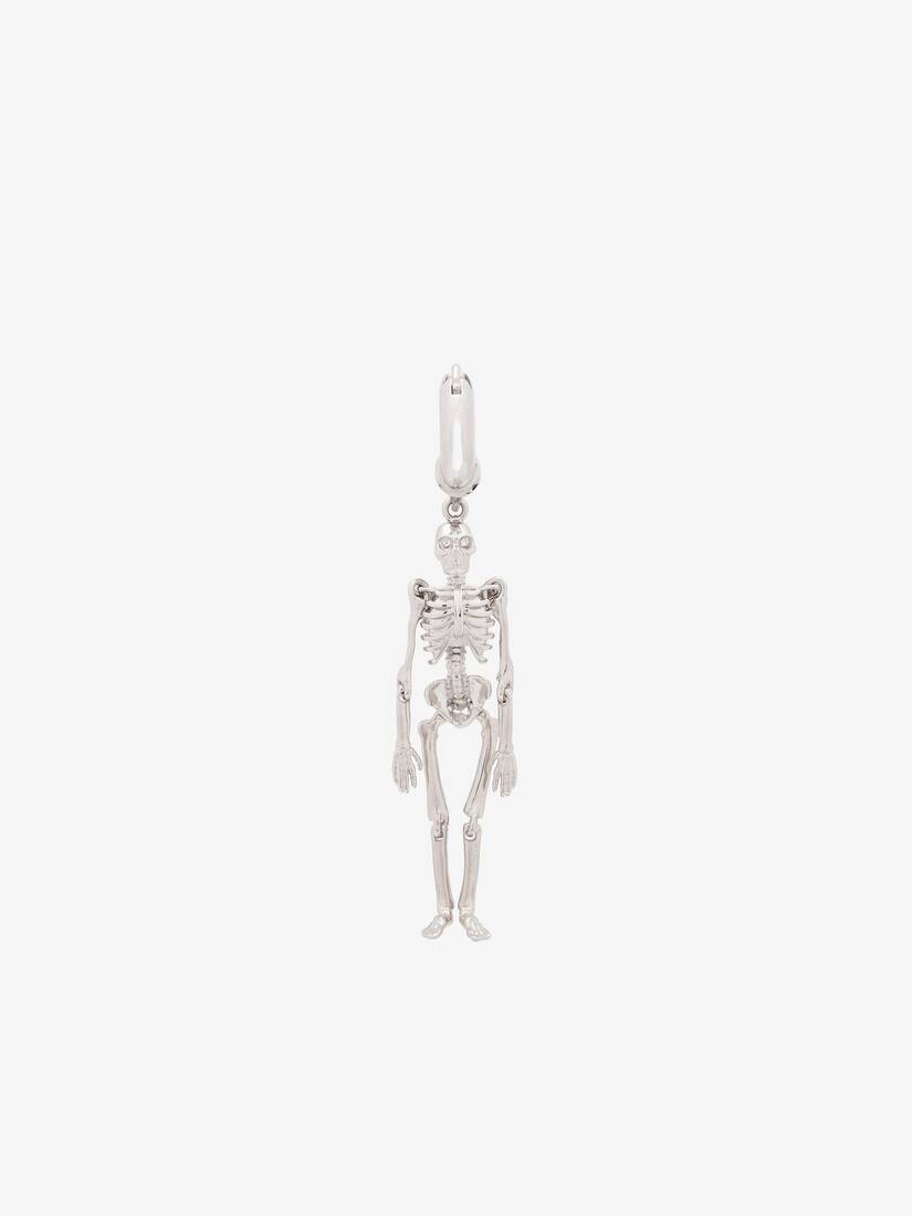 McQueen男士银色饰面Dancing Skeleton耳环