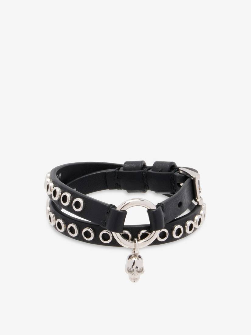 Alexander McQueen Skull饰环双圈手镯