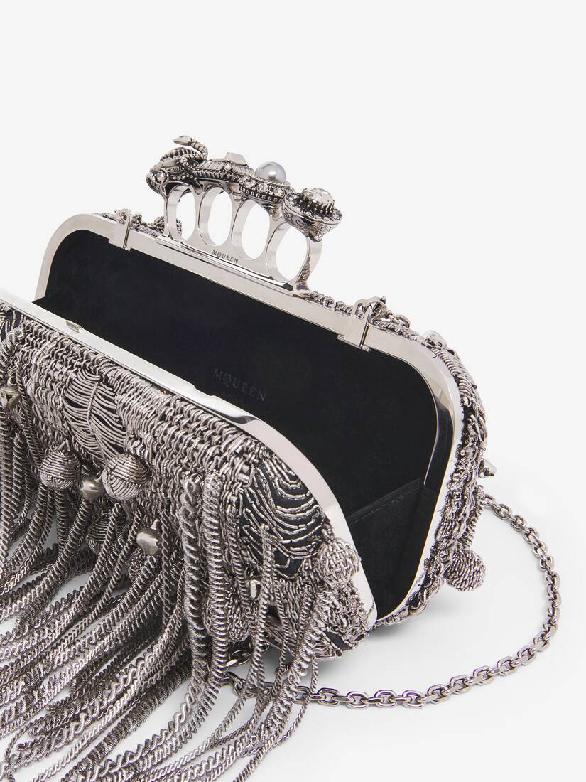 Alexander McQueen Snake Knuckle Clutch长款指环手拿包