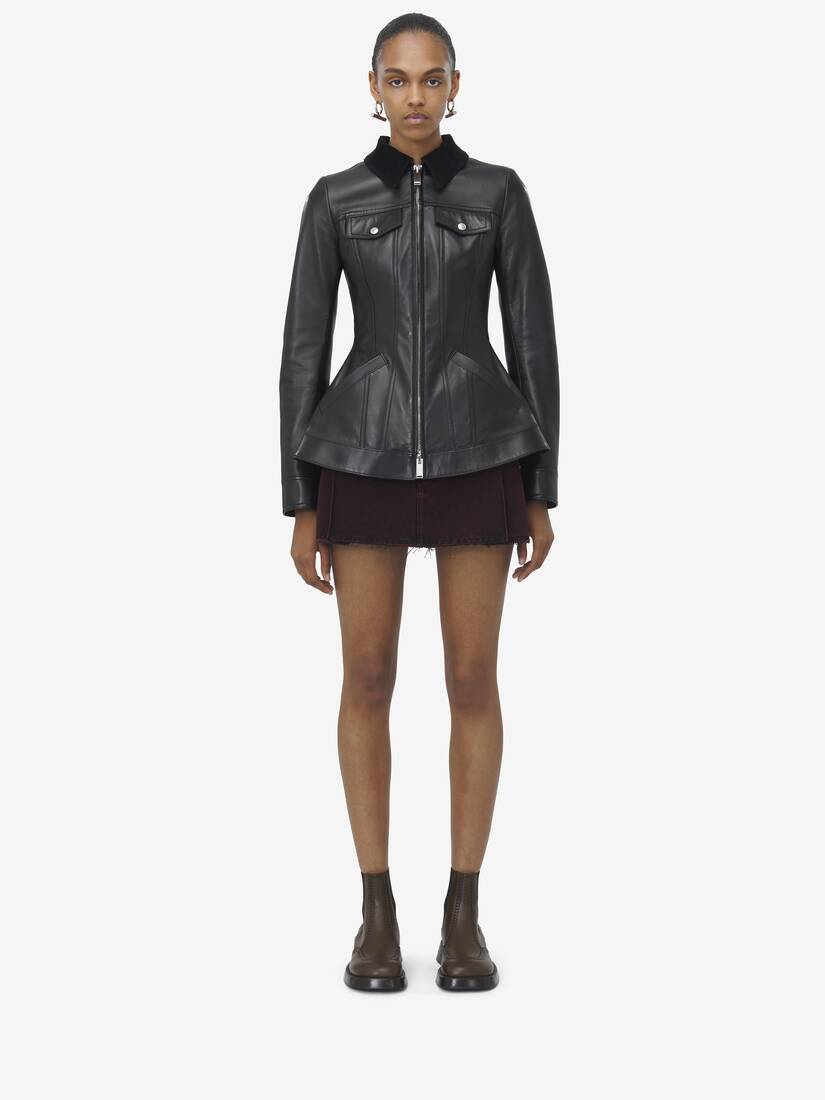 Alexander McQueen 收腰皮革夹克