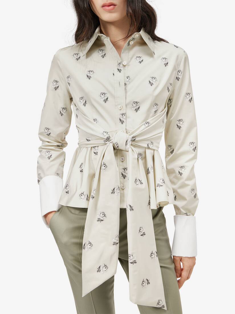 Alexander McQueen 塔夫绸玫瑰提花自系式衬衫