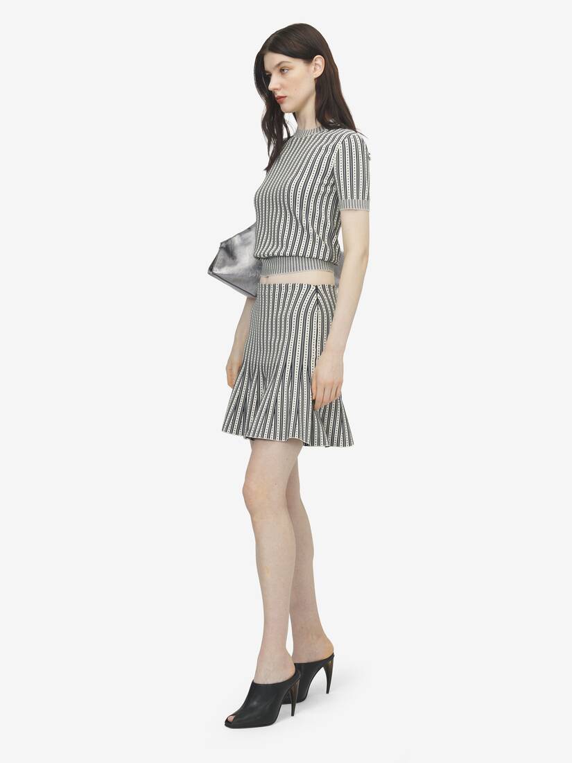 McQueen女士象牙色/海军蓝条纹针织迷你裙