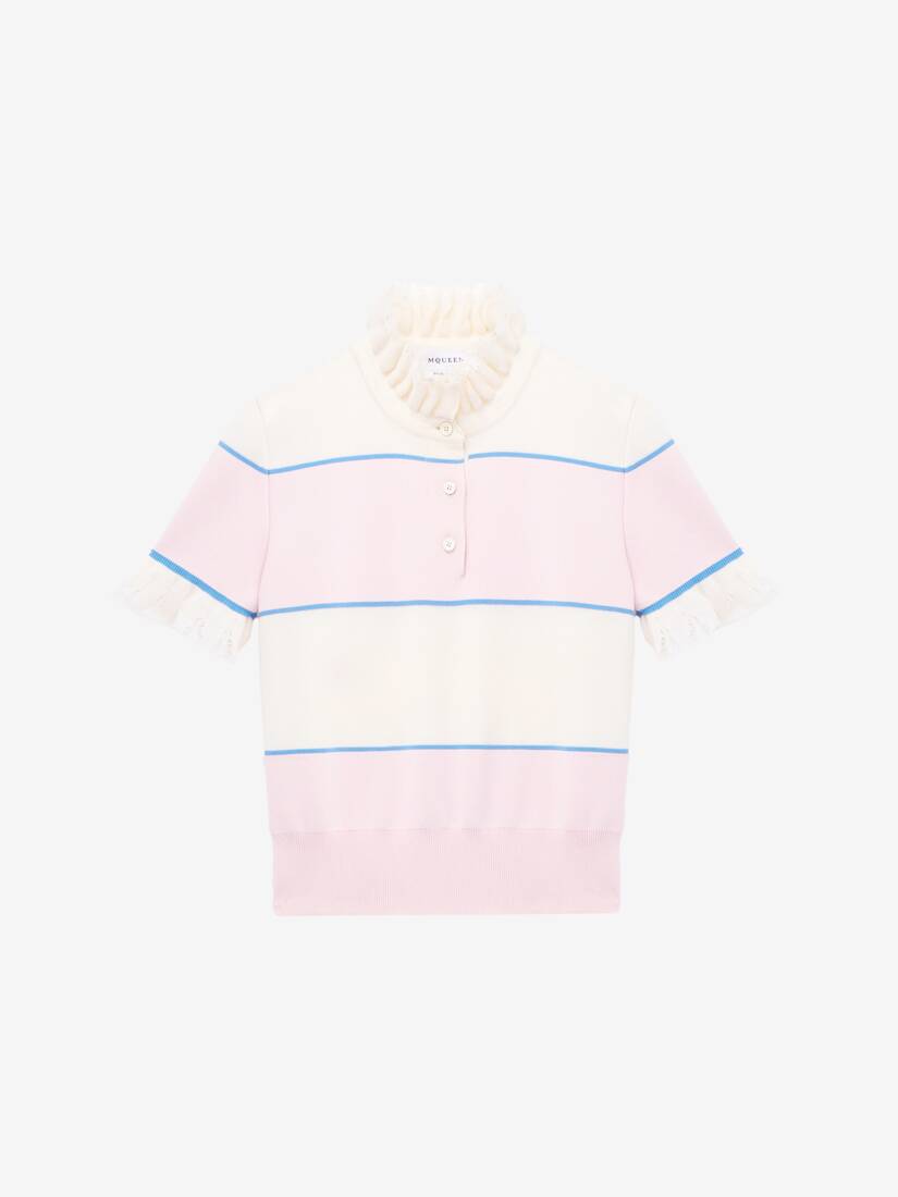 Alexander McQueen 荷叶边饰边条纹上衣