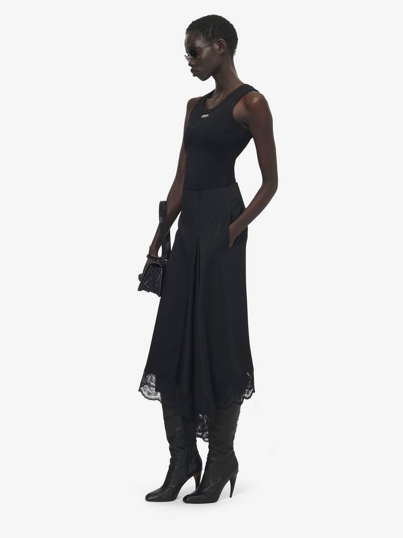 Alexander McQueen 蕾丝下摆不对称中长半身裙