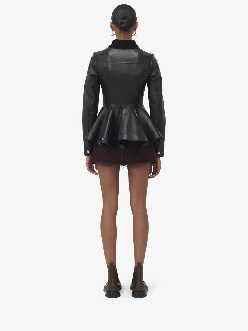 Alexander McQueen 收腰皮革夹克