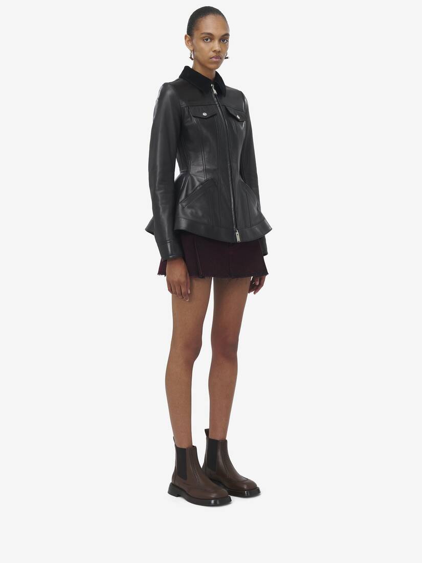 Alexander McQueen 收腰皮革夹克