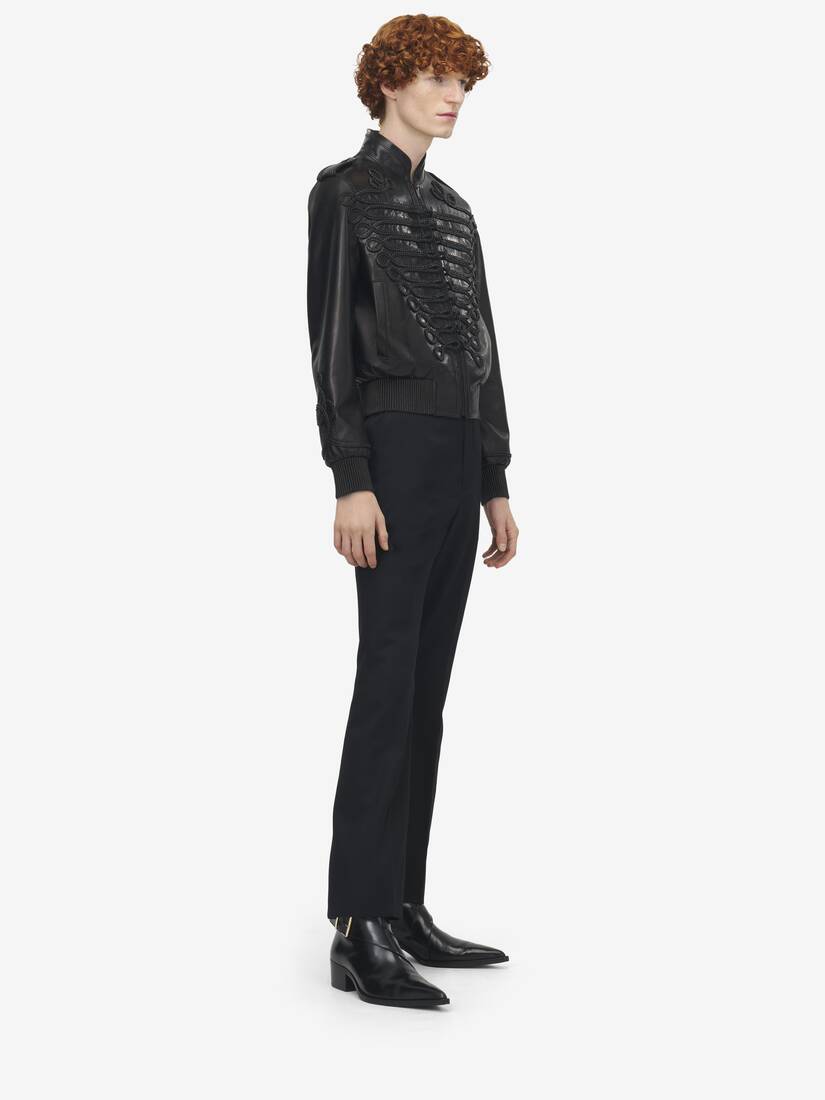 Alexander McQueen 盘扣风格刺绣皮革夹克