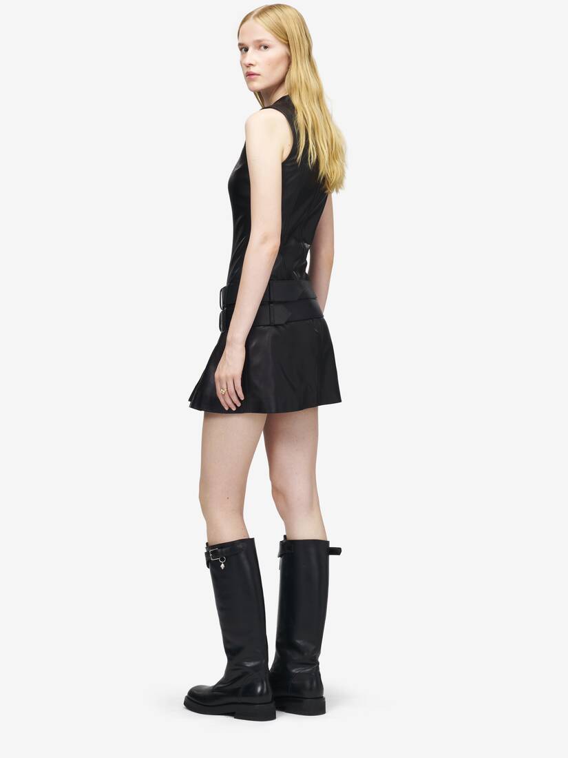 Alexander McQueen 皮革双腰带迷你连衣裙
