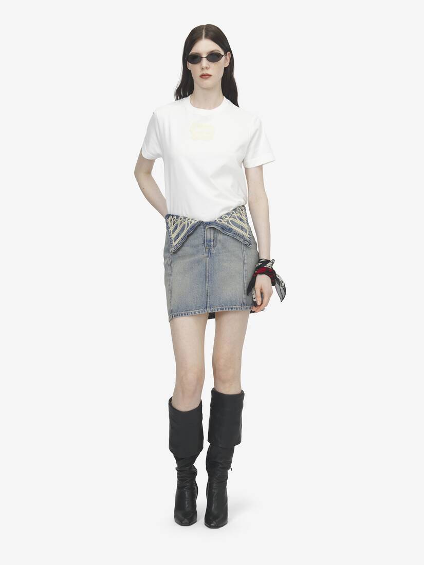 Alexander McQueen 金属感盘扣风格翻边迷你裙