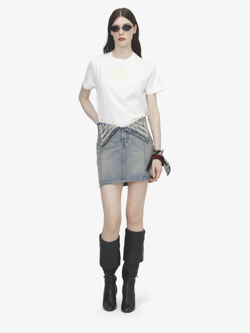 Alexander McQueen 金属感盘扣风格翻边迷你裙