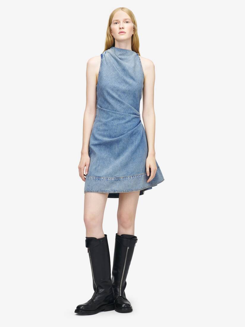 Alexander McQueen 牛仔布不对称迷你连衣裙
