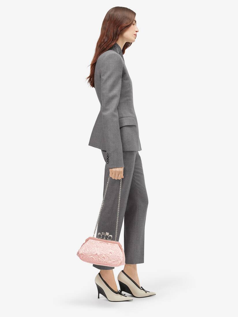 Alexander McQueen 羊毛细条纹交叠翻领夹克