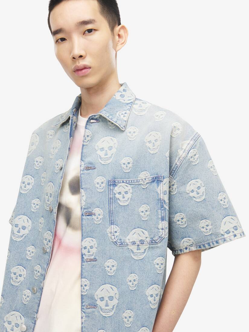 Alexander McQueen Skull提花牛仔衬衫