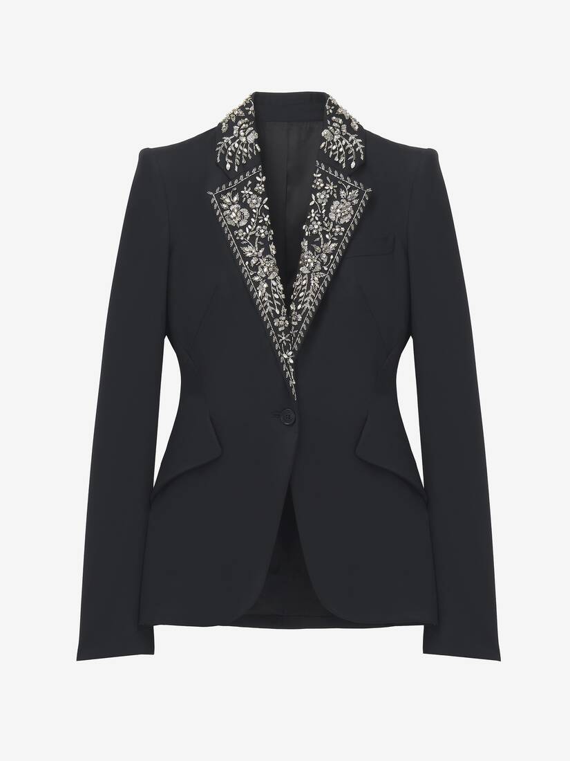 Alexander McQueen 刺绣翻领单排扣夹克