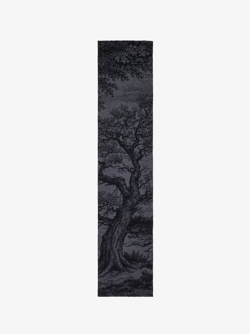 McQueen男士灰色“Tree Of Life”羊毛提花围巾