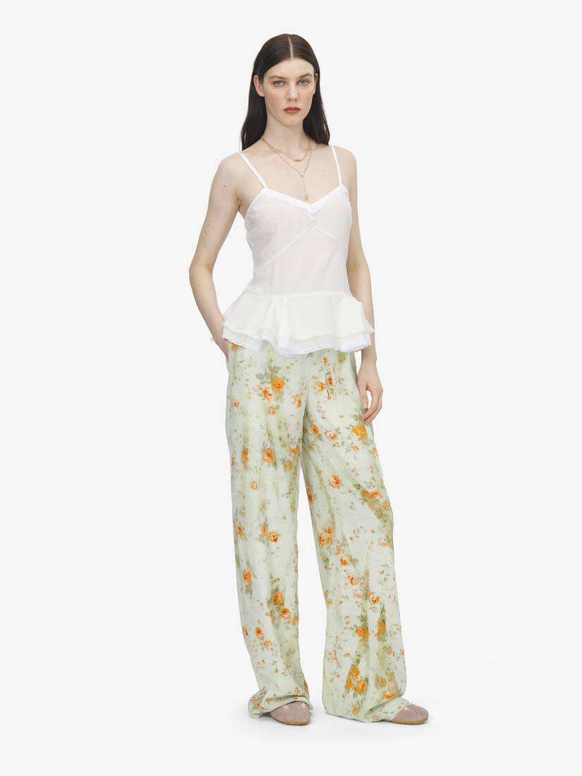 Alexander McQueen 桑蚕丝腰饰裙摆吊带上衣