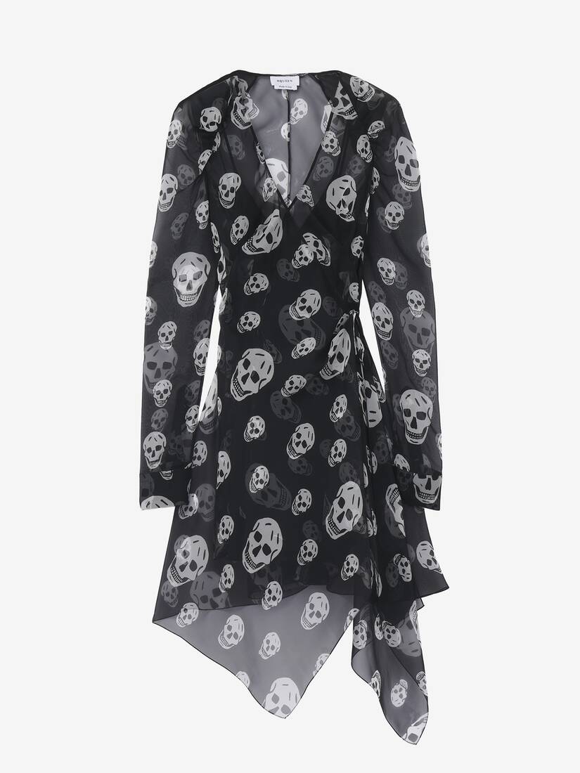 Alexander McQueen 桑蚕丝骷髅印花裹身连衣裙