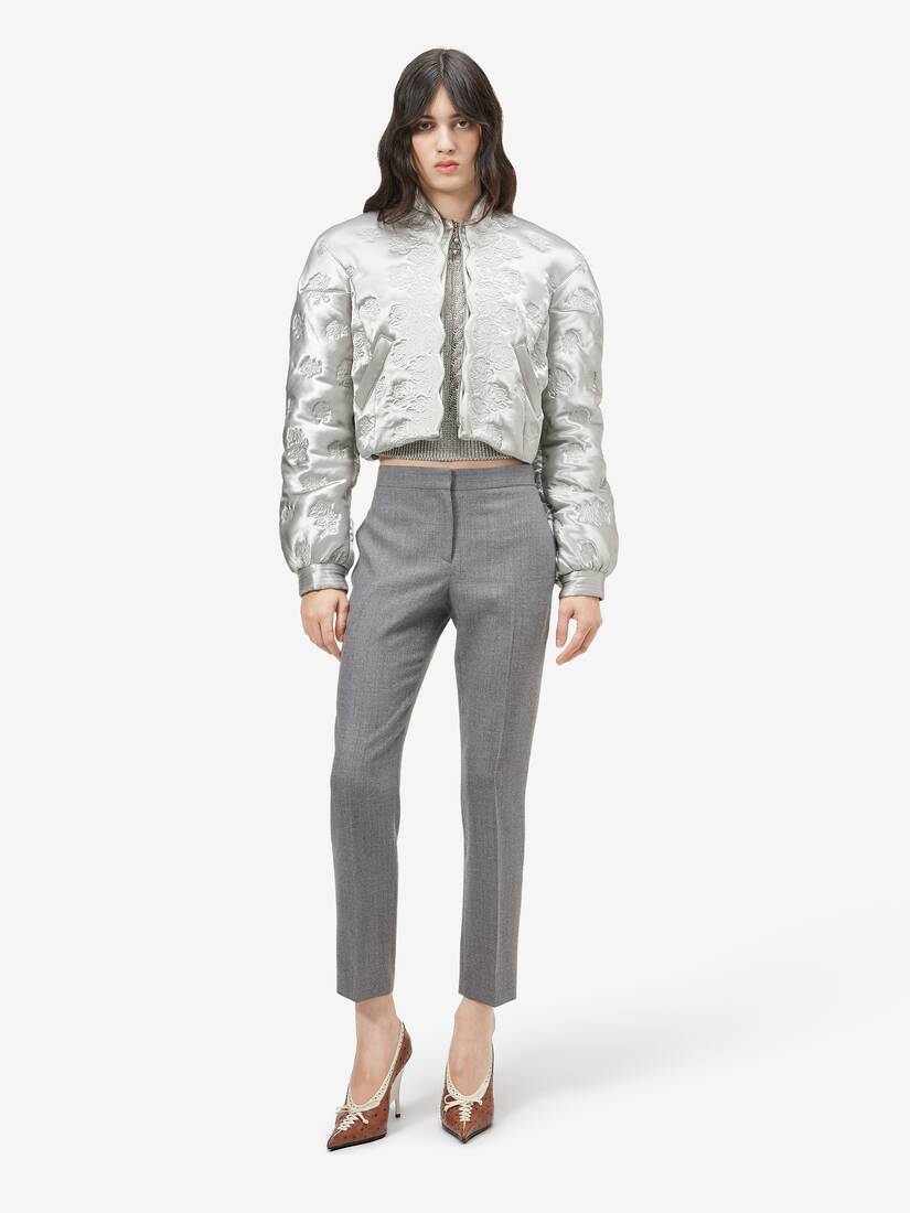 Alexander McQueen 羊毛细条纹烟管裤