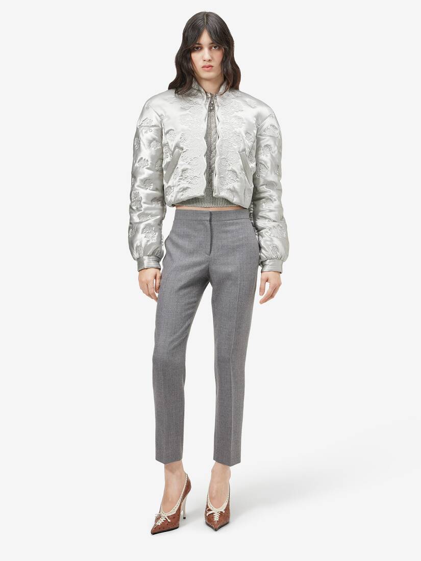 Alexander McQueen 羊毛细条纹烟管裤