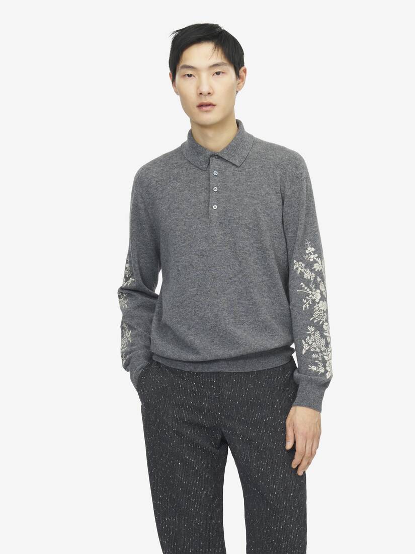 Alexander McQueen 花卉刺绣Polo衫