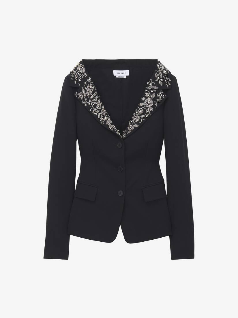 Alexander McQueen 刺绣露肩背带夹克