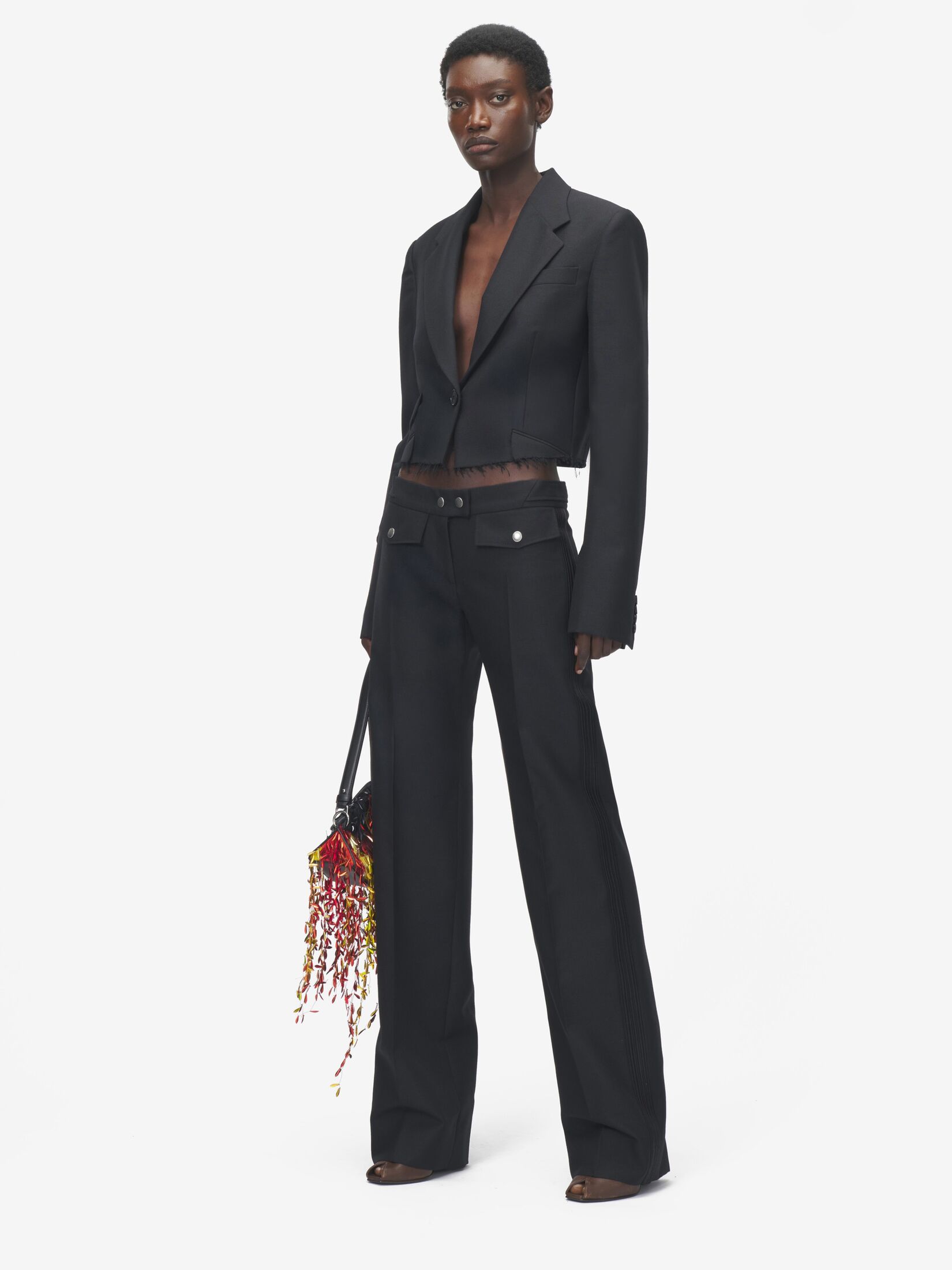 McQueen女士黑色女士直筒长裤黑色