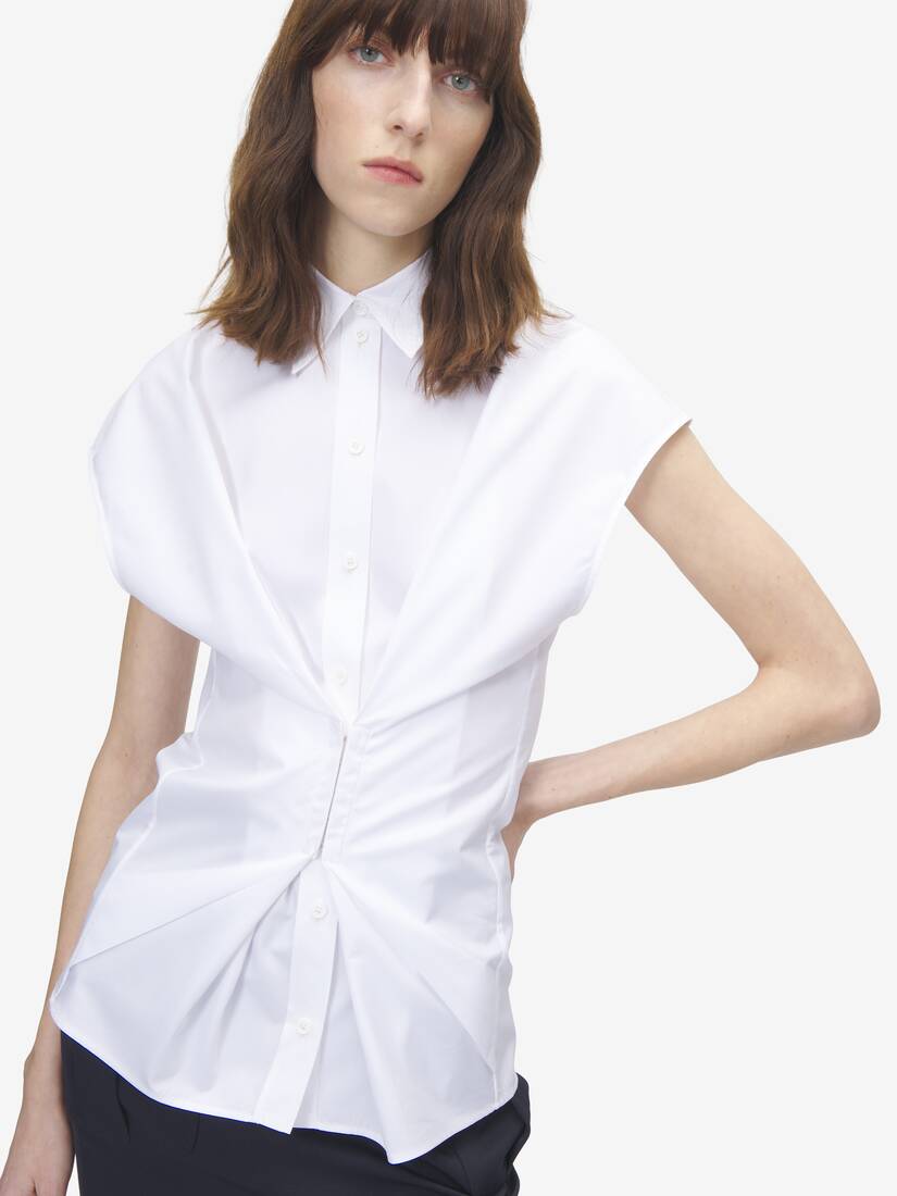 Alexander McQueen 缩褶短袖衬衫