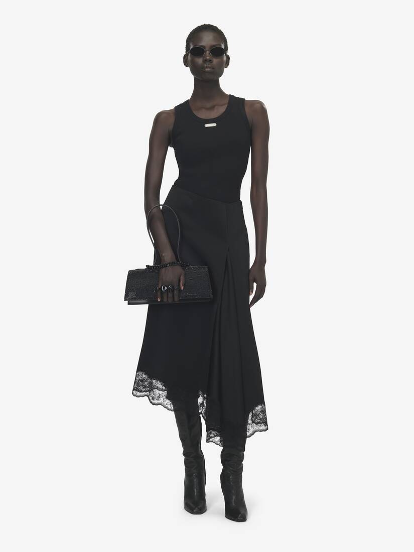 Alexander McQueen 蕾丝下摆不对称中长半身裙