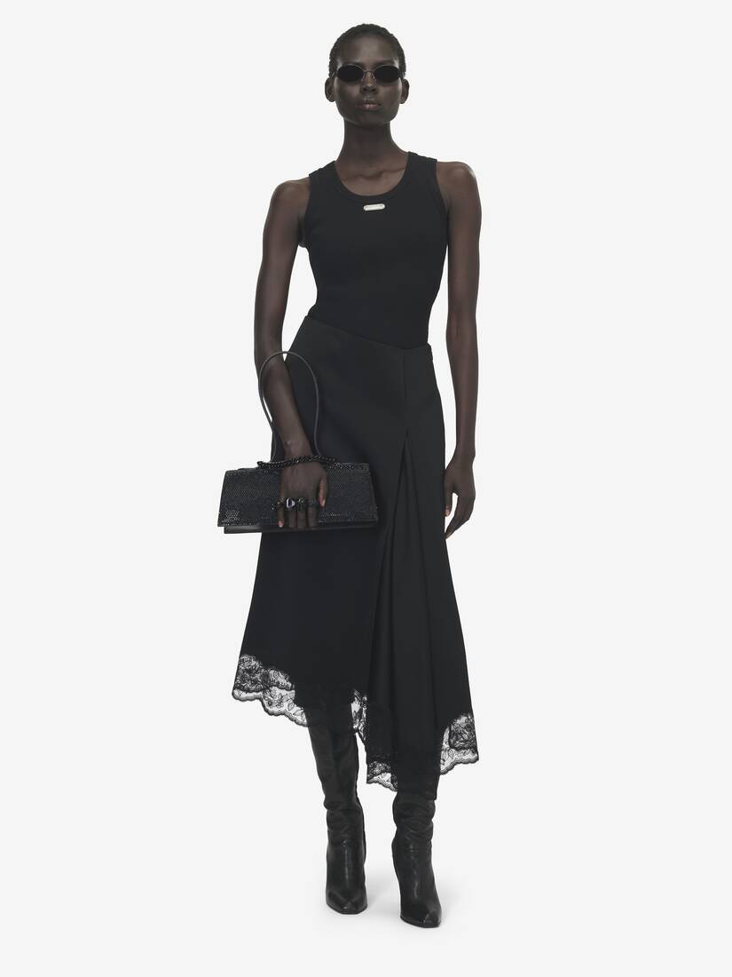 Alexander McQueen 蕾丝下摆不对称中长半身裙
