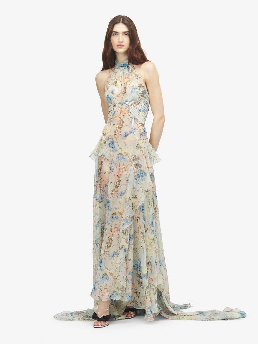Alexander McQueen 壁纸花卉晚宴连衣裙