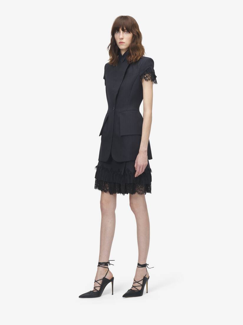 Alexander McQueen 细条纹裹身迷你裙
