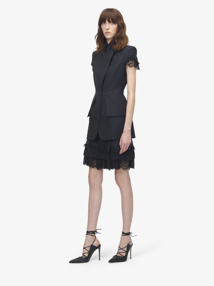 Alexander McQueen 细条纹裹身迷你裙