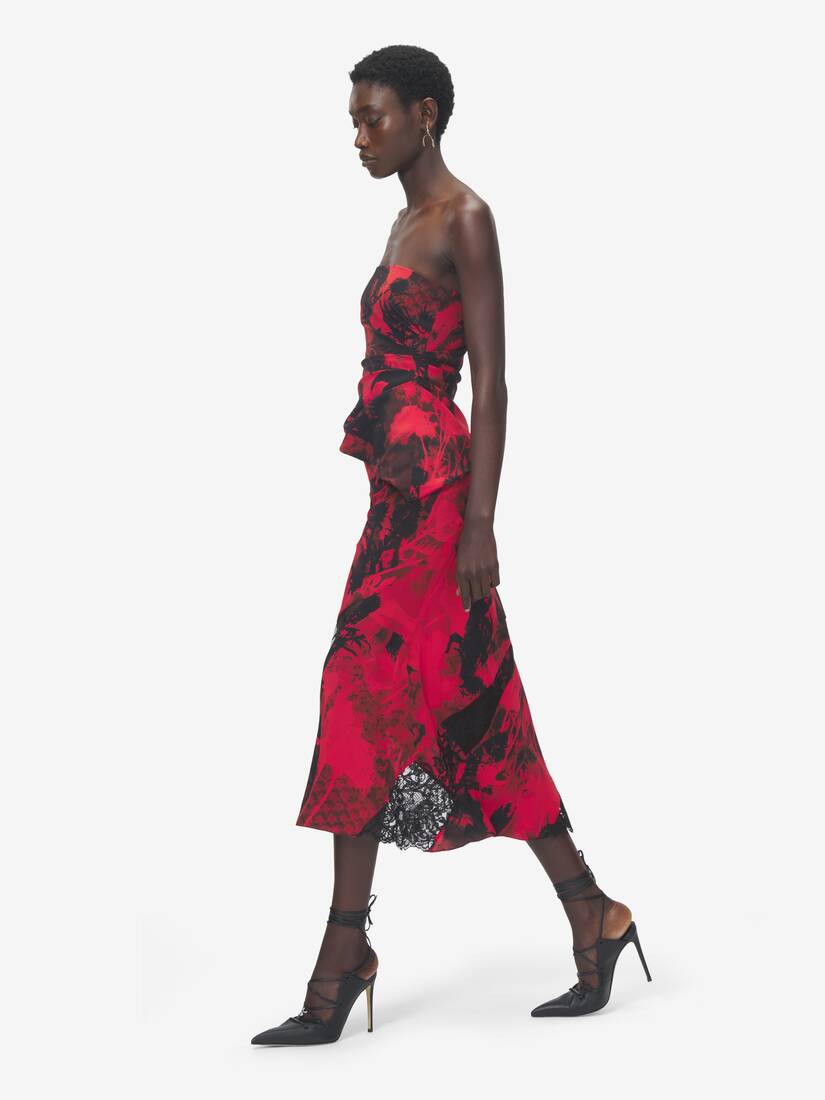 Alexander McQueen 花卉斜裁中长半身裙