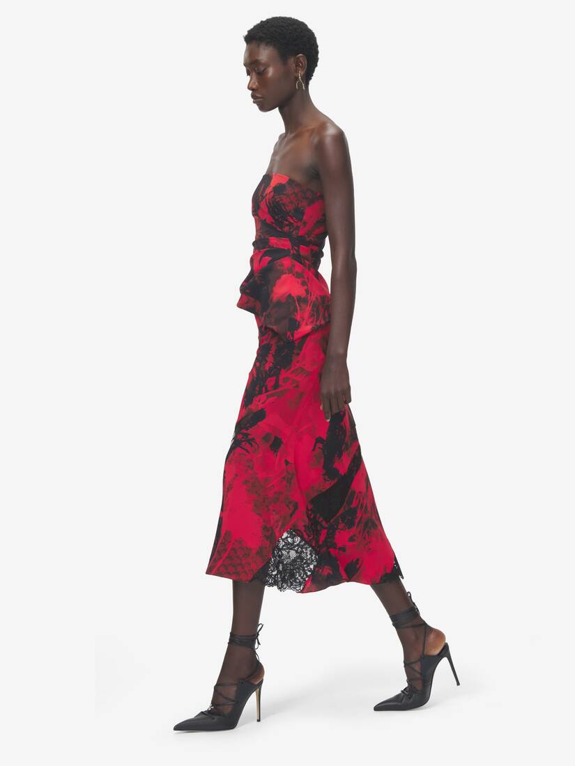 Alexander McQueen 花卉斜裁中长半身裙