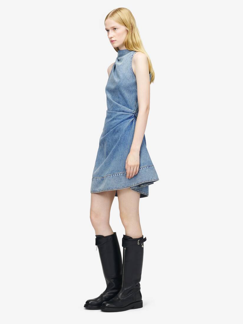 Alexander McQueen 牛仔布不对称迷你连衣裙