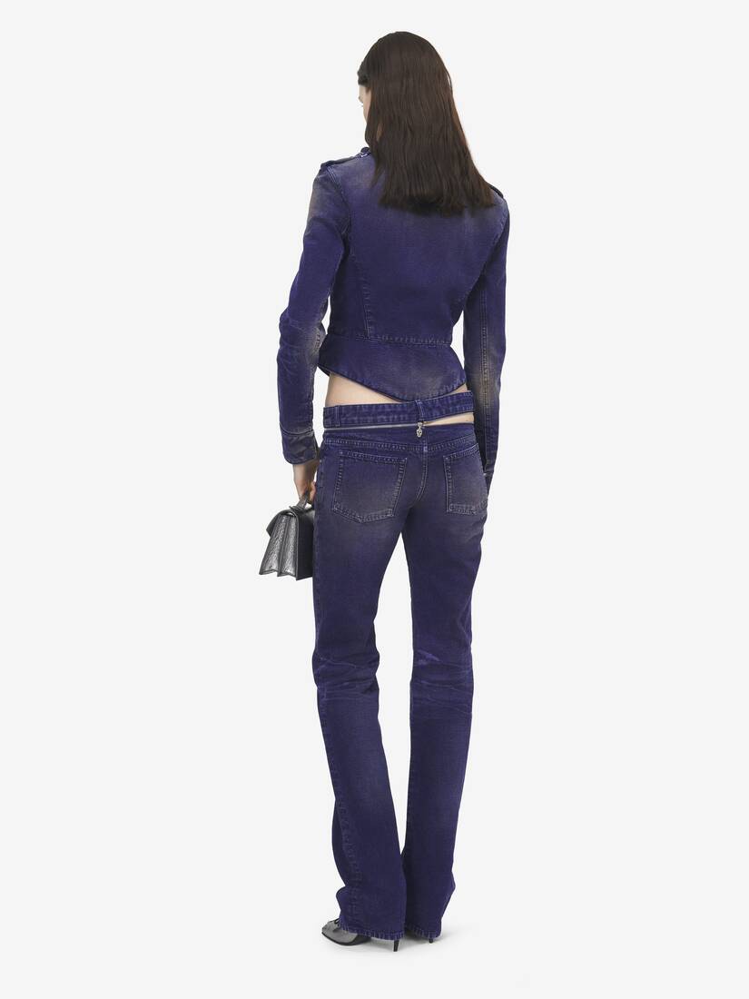 McQueen女士紫色制服风格牛仔夹克