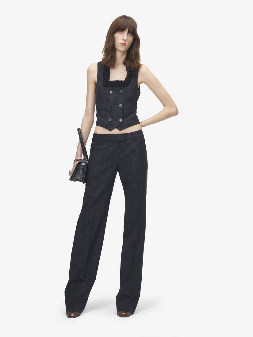Alexander McQueen 细条纹精裁马甲