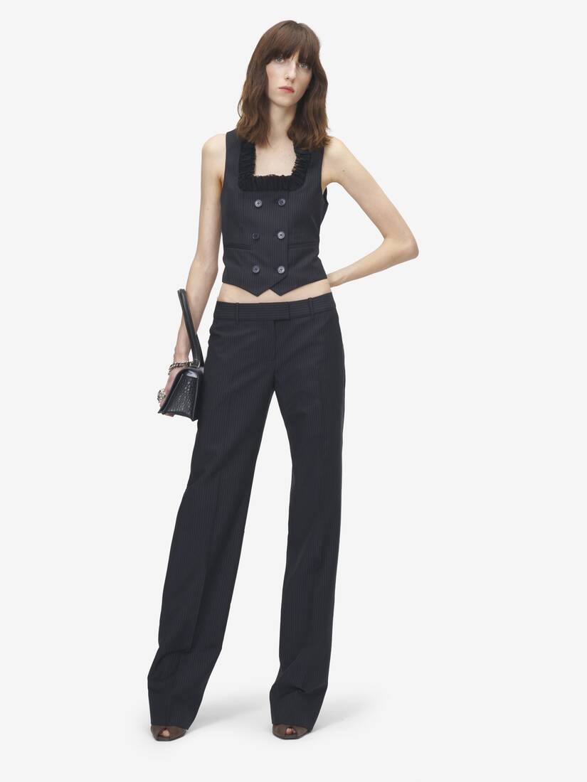 Alexander McQueen 细条纹精裁马甲