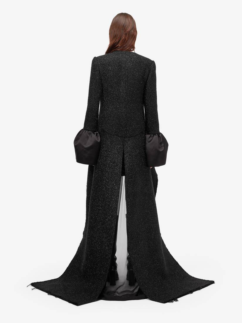 Alexander McQueen 金属感粗花呢前短后长大衣