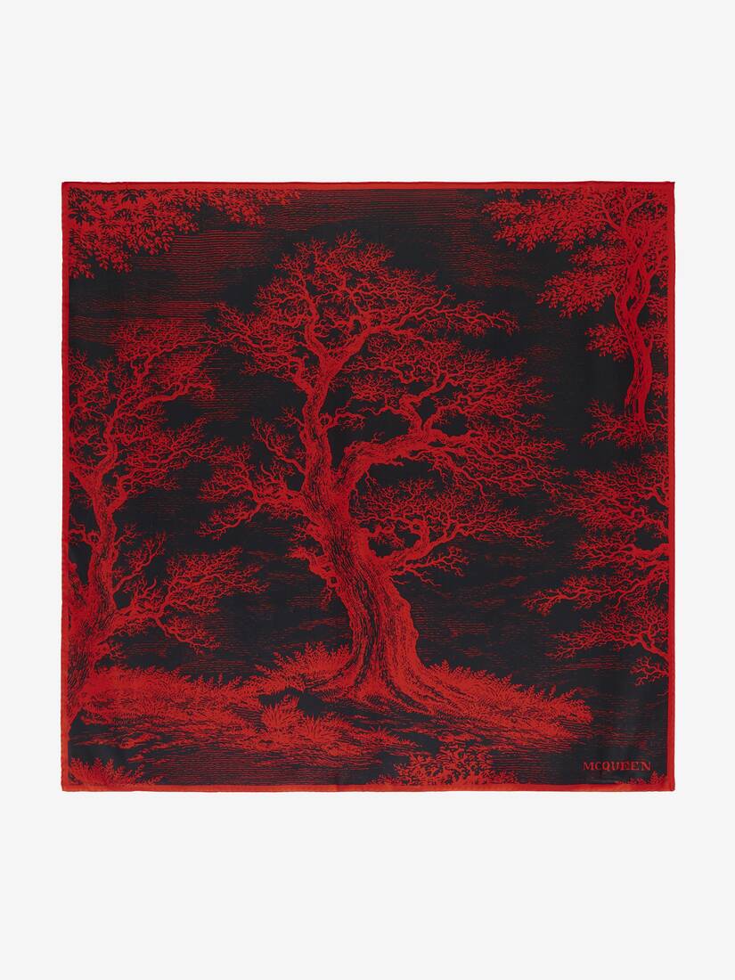McQueen女士红色/黑色 “Tree Of Life”围巾