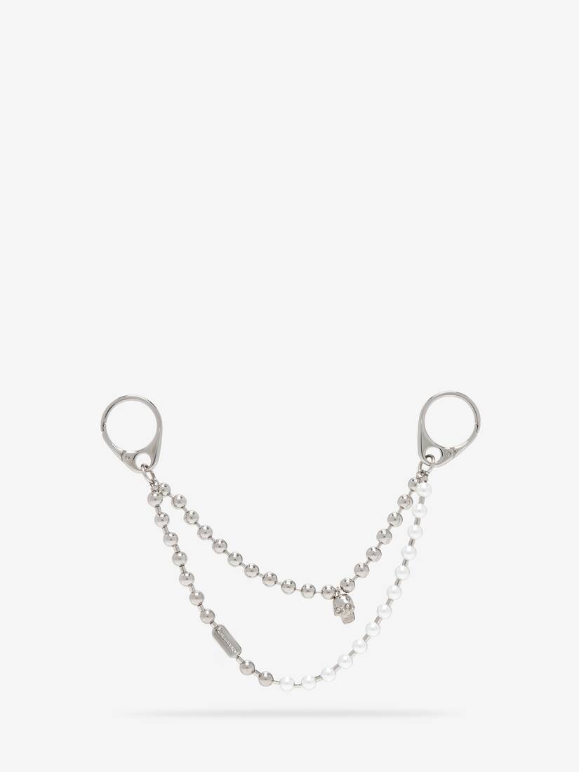 Alexander McQueen Pearl & Skull双链吊饰