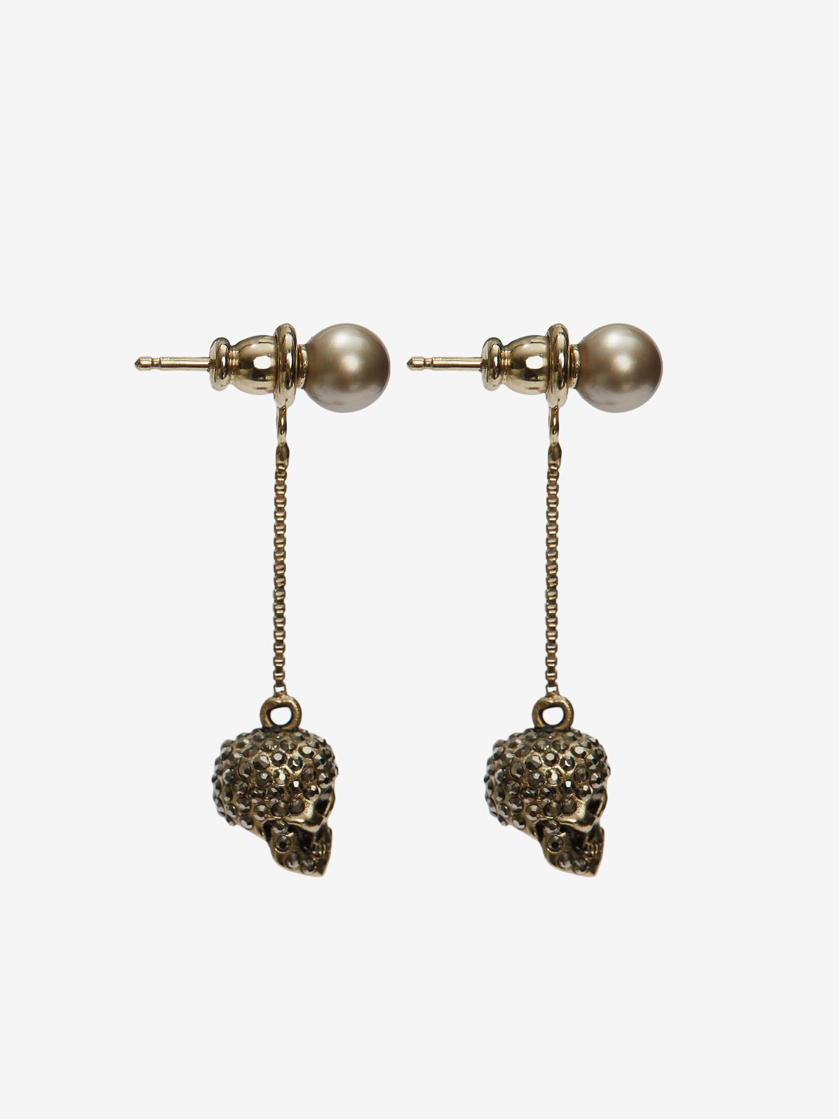 McQueen女士金色女士Pave Skull 链式耳环金色