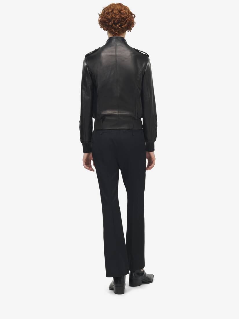 Alexander McQueen 盘扣风格刺绣皮革夹克