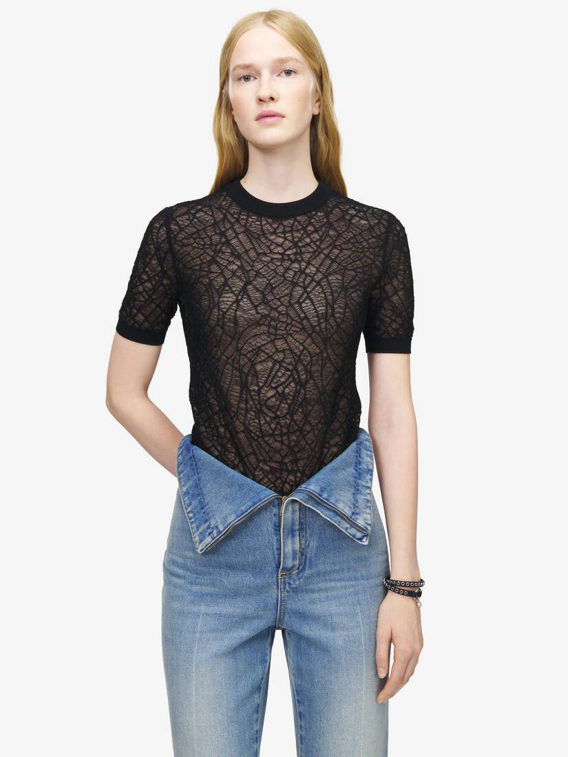 Alexander McQueen 蜘蛛蕾丝上衣